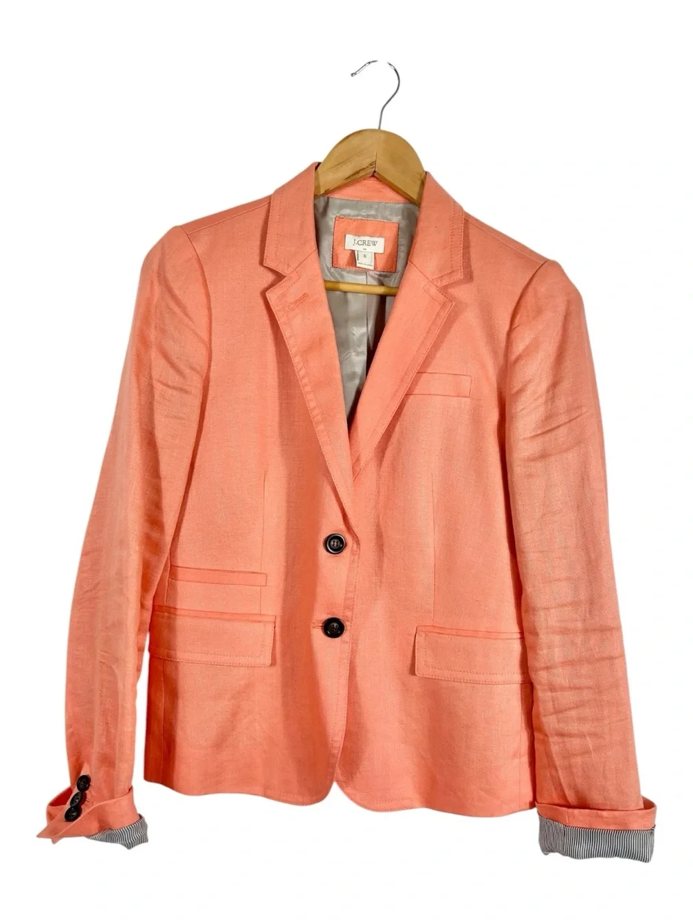 J.Crew Schoolboy Peach Melon Linen Blazer Size‎ 6